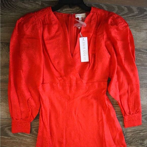 Ronny Kobo Women's Sz M Red Estelle Asymmetric Satin-Jacquard Midi Dress - Picture 9 of 16